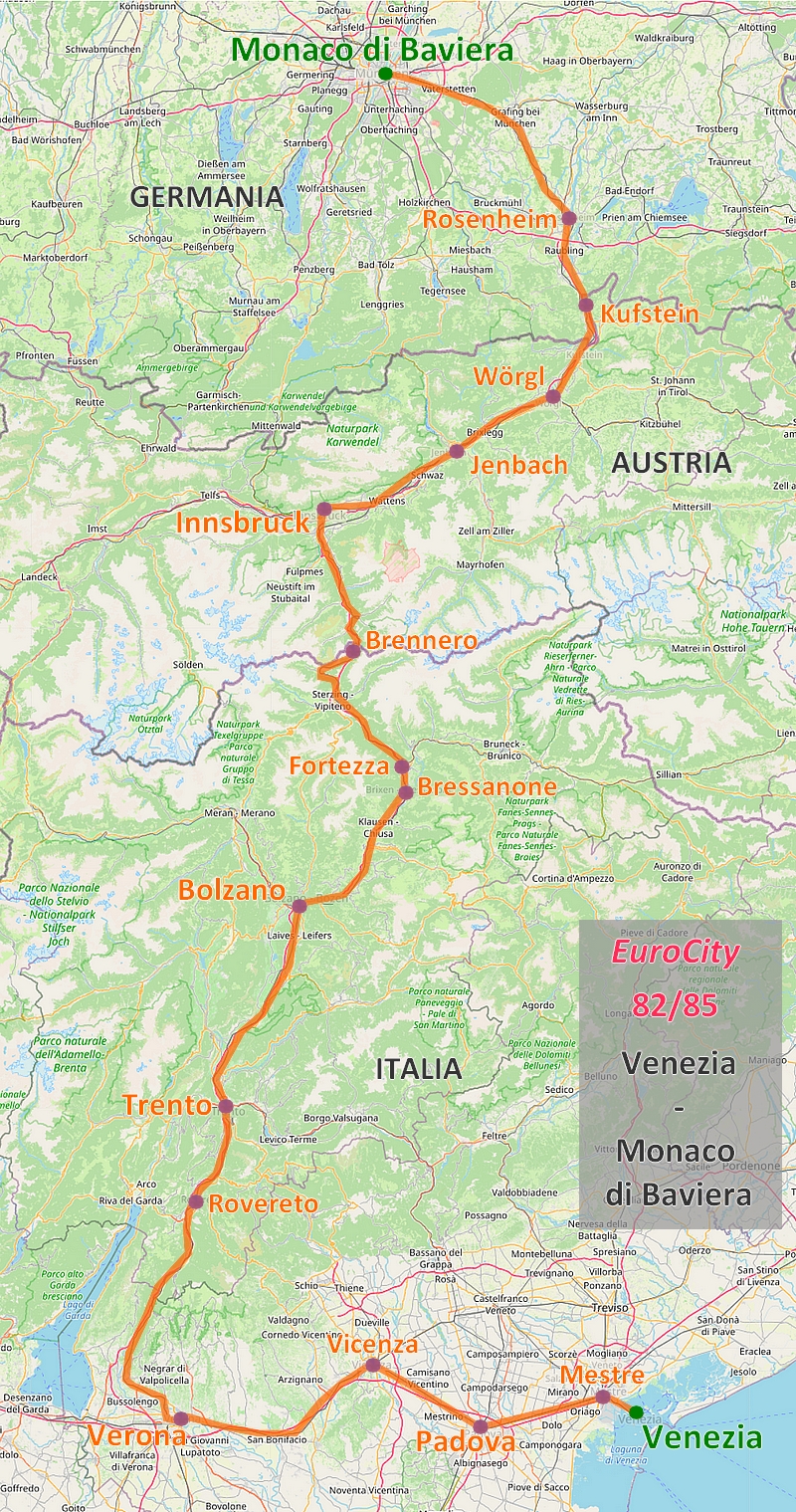 EuroCity 82/85 Öbb-DB Venezia - Monaco di Baviera EuroCity 82/85 Öbb-DB Venezia - Monaco di Baviera