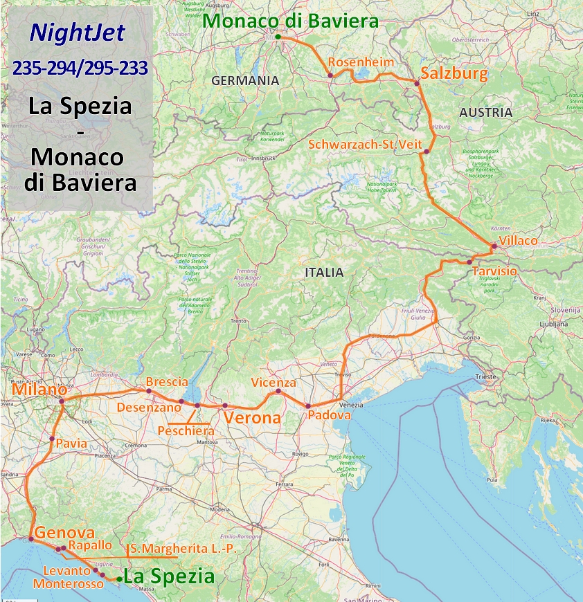 Nightjet 235-294/295-233 La Spezia - Monaco di Baviera Nightjet 235-294/295-233 La Spezia - Monaco di Baviera