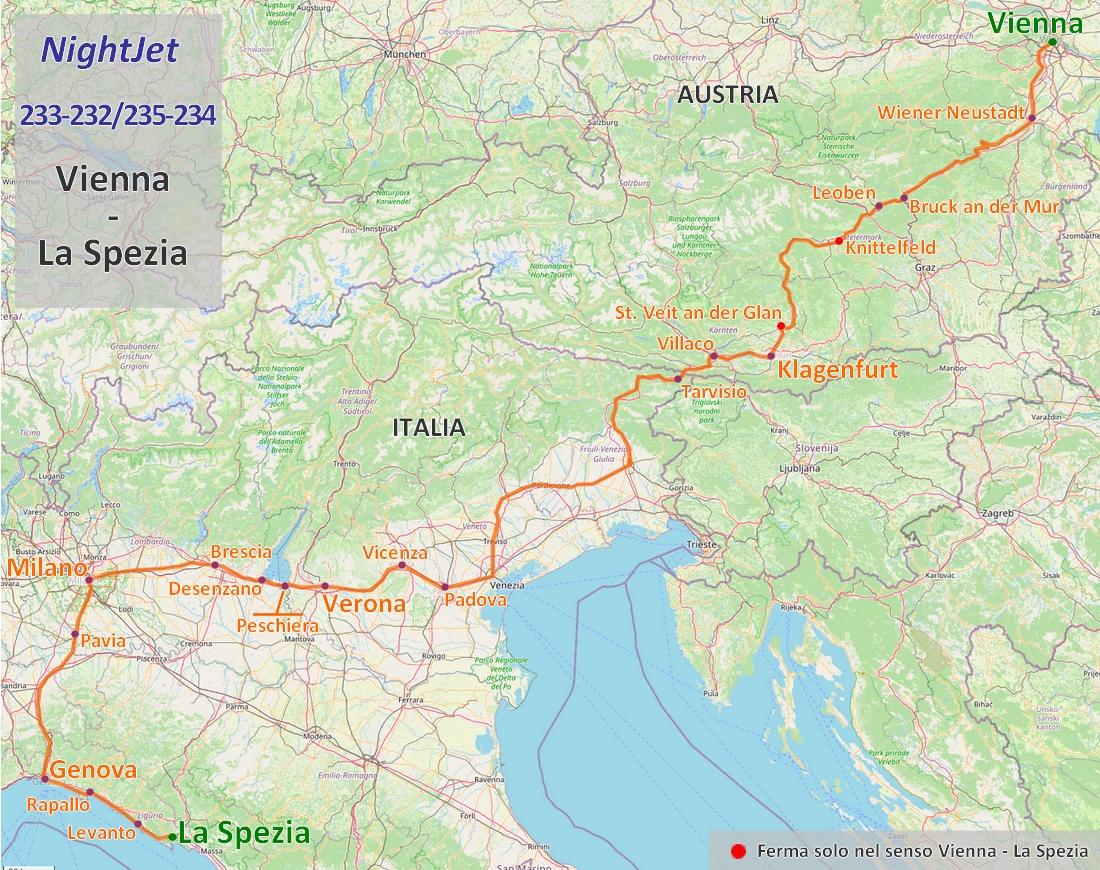 Nightjet 233-232/235-234 Vienna - La Spezia Nightjet 233-232/235-234 Vienna - La Spezia