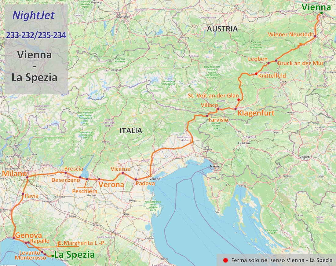 Nightjet 233-232/235-234 Vienna - La Spezia Nightjet 233-232/235-234 Vienna - La Spezia