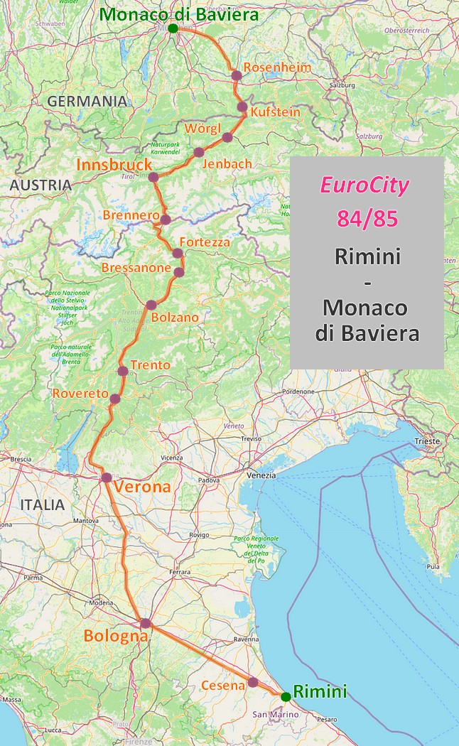 EuroCity 84/85 (Rimini -) Bologna - Monaco di Baviera EuroCity 84/85 (Rimini -) Bologna - Monaco di Baviera