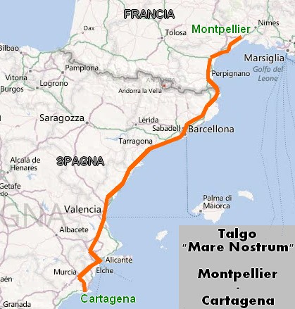 Percorso del treno "Mare Nostrum"